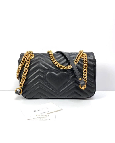 Женская кожаная сумка Gucci GG Marmont черная 26/15/7 см премиум-люкс фото-3