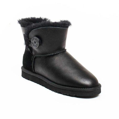 Угги женские ботинки UGG Mini Bailey Button Metallic Black фото-3