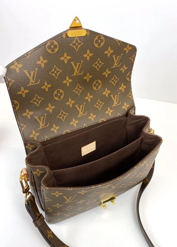 Женская сумка Louis Vuitton Pochette Métis M44875 премиум-люкс коричневая 25/19/7 фото-4