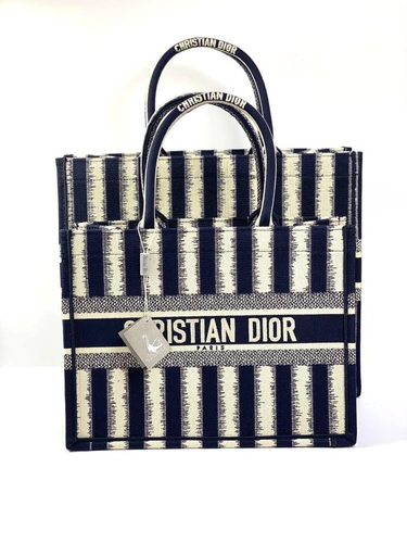 Женская сумка Dior Book Tote среднего формата тканевая полосатая 36,5/28/17,5 см качество премиум-люкс фото-6