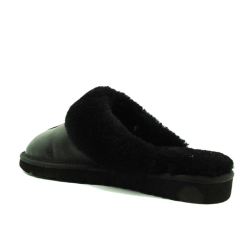 Угги мужские тапочки UGG Slippers Scufette Leather Black фото-3