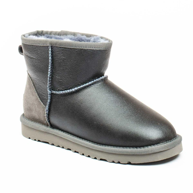 Угги женские ботинки UGG Mini Classic Metallic Grey фото-3