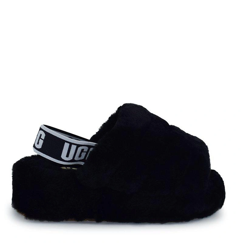 Угги тапочки женские UGG Women Slippers Fluff Yeah Slide Black