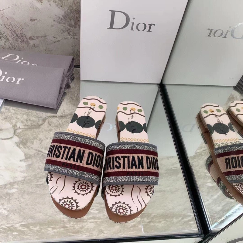 Шлёпанцы женские Christian Dior разноцветные премиум-люкс коллекция 2021-2022 A73247 фото-3