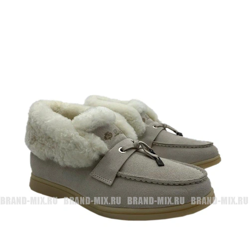 Зимние ботинки женские Loro Piana (Лоро Пиано) Suede Boots and Fur Bone фото-2