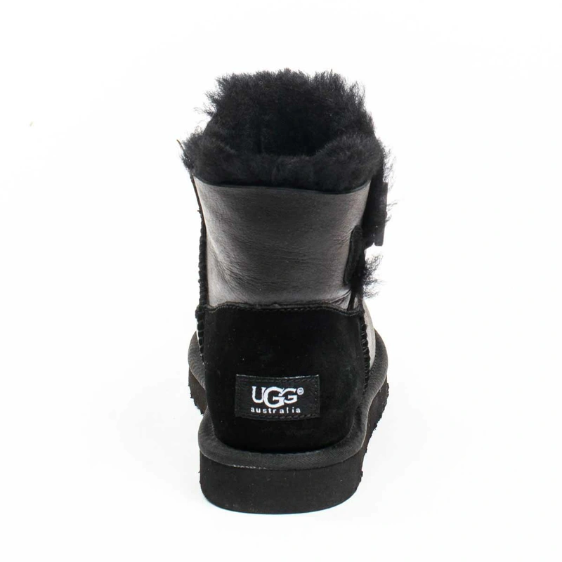 Угги женские ботинки UGG Mini Bailey Button Metallic Black фото-4