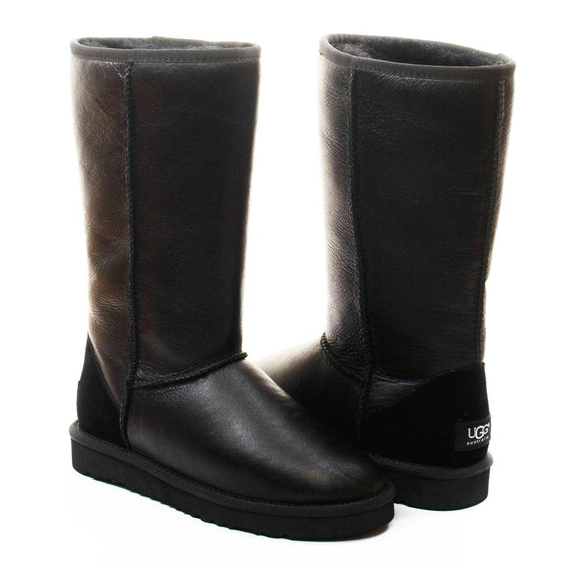 Угги женские сапоги UGG Classic Tall Metallic Black фото-4