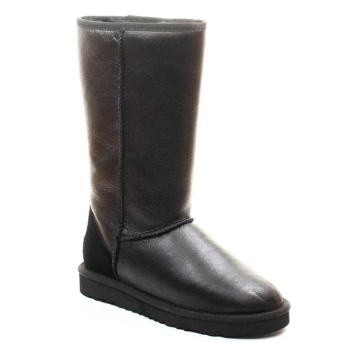 Угги женские сапоги UGG Classic Tall Metallic Black фото-2