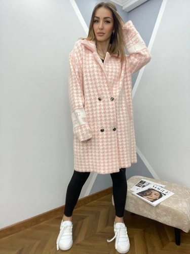 Женское премиум-люкс пальто chanel белое/розовое A5874 фото-3
