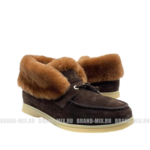Зимние ботинки женские Loro Piana (Лоро Пиано) Suede Boots and Fur Chocolate