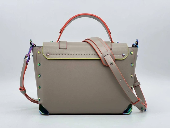 Женская кожаная сумка Michael Kors Manhattan A107887 Grey-Beige фото-3