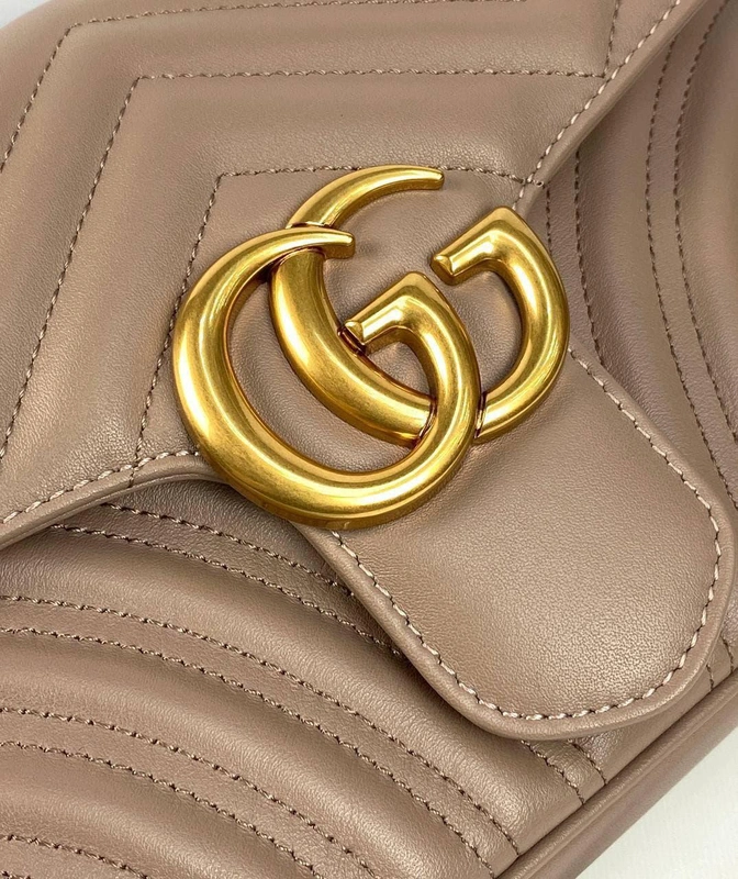 Женская кожаная сумка Gucci GG Marmont коричневая 26/15/7 см премиум-люкс фото-3