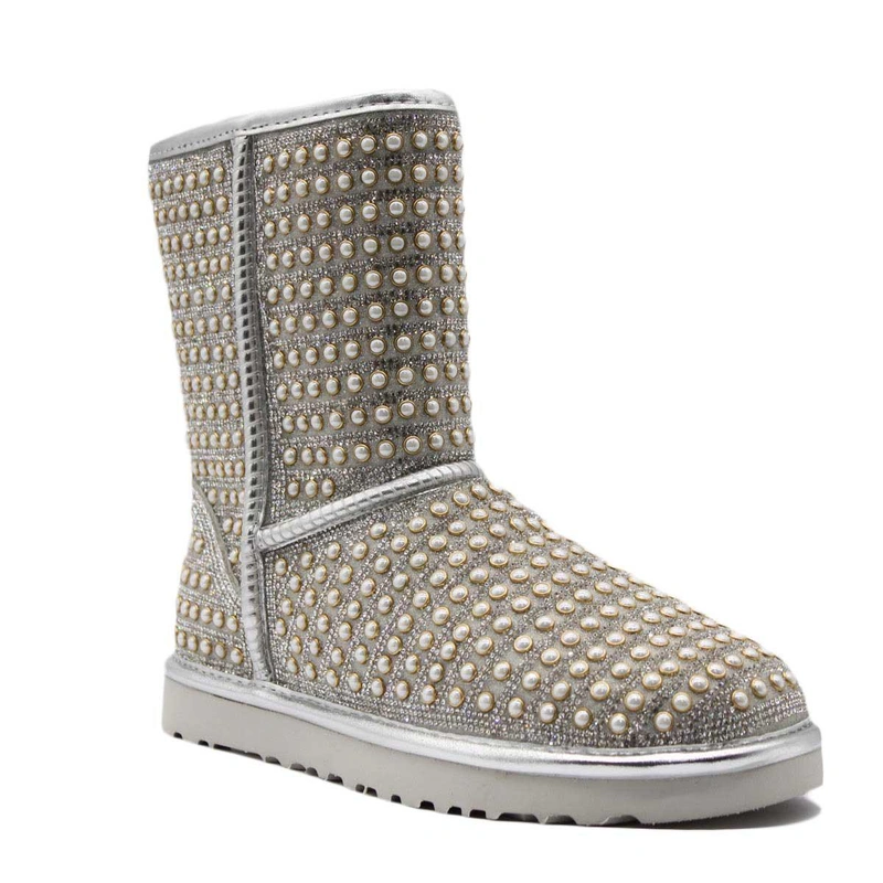 Угги женские ботинки UGG Swarovski Pearl White фото-2