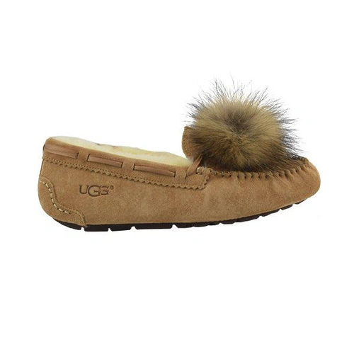 Угги женские мокасины UGG Pom Pom Dakota Chestnut