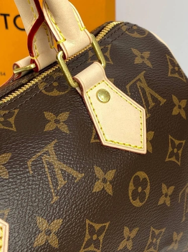 Женская сумка Louis Vuitton Speedy Bandouliere из канвы Monogram коричневая 25/19/15 см фото-9