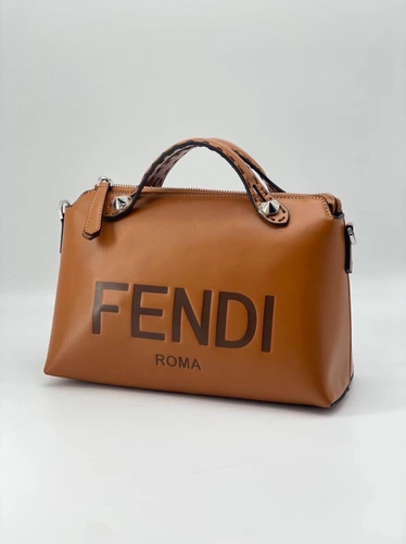 Женская кожаная сумка Fendi оранжевая 27/16 коллекция 2021-2022