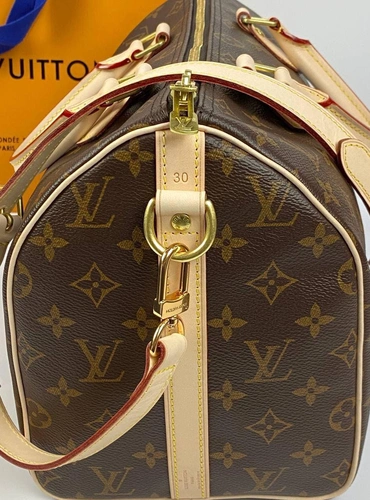 Женская сумка Louis Vuitton Speedy Bandouliere из канвы Monogram коричневая 30/21/17 см фото-4