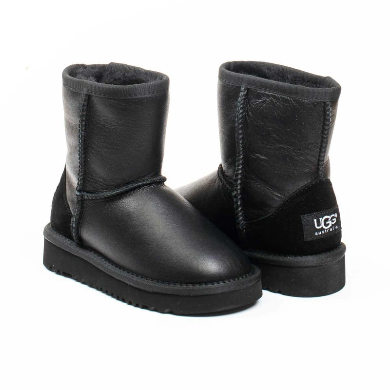 Угги детские ботинки UGG Kids Metallic Classic Short Black фото-2