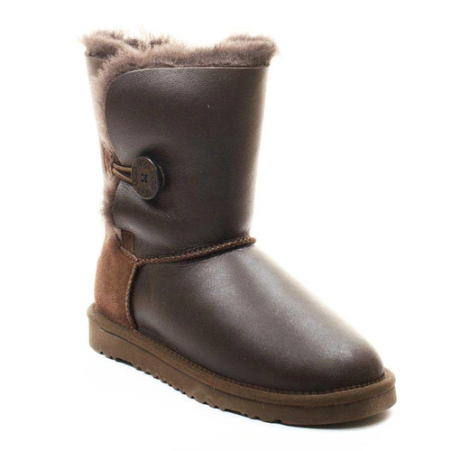 Угги женские ботинки UGG Bailey Button Metallic Cocolate фото-2