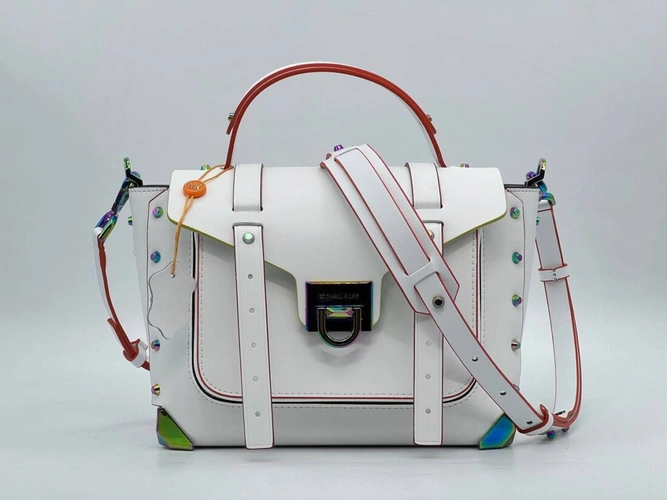 Женская кожаная сумка Michael Kors Manhattan A107878 White фото-8