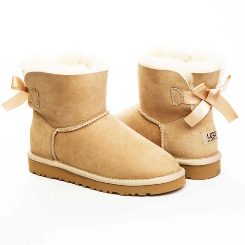 Угги женские ботинки UGG Mini Bailey Bow Sand фото-4