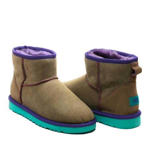 Угги женские ботинки UGG Mini Classic Grey-Violet фото-4