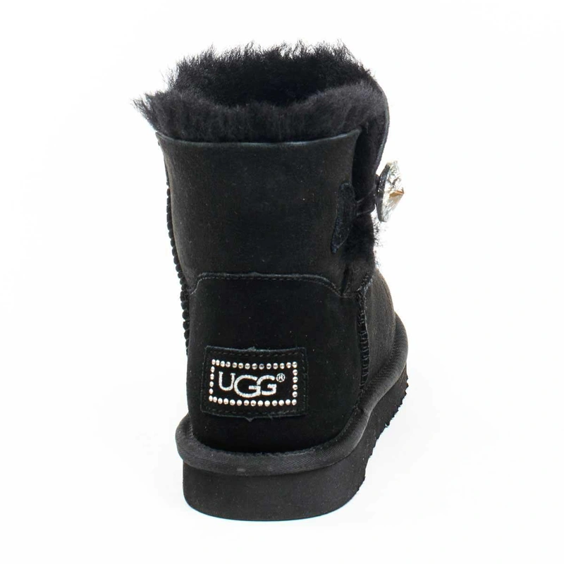 Угги женские ботинки UGG Mini Bailey Button Bling Black фото-4