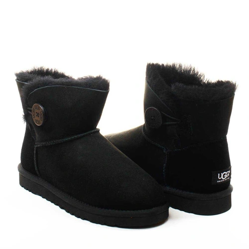 Угги женские ботинки UGG Mini Bailey Button Black фото-4