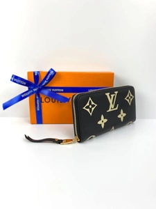 Кошелёк женский Louis Vuitton Zippy чёрный из тиснёной мягкой кожи Monogram Empreinte премиум-люкс 19/10/2,5 см фото-