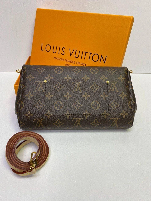 Женская сумка Louis Vuitton Favorite MM премиум-люкс коричневая 25/15 фото-4