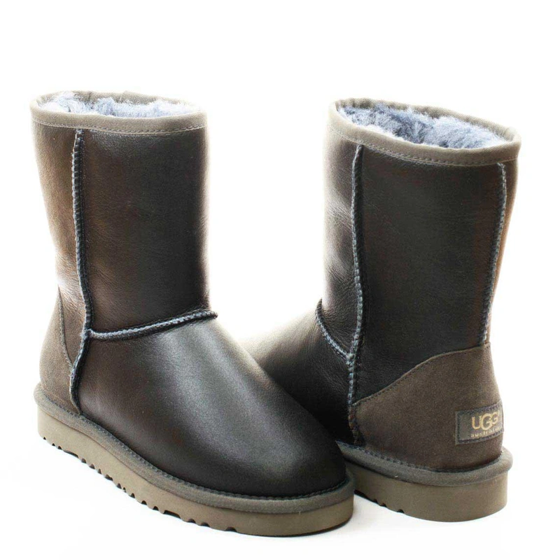 Угги женские ботинки UGG Classic Short Metallic Grey фото-3