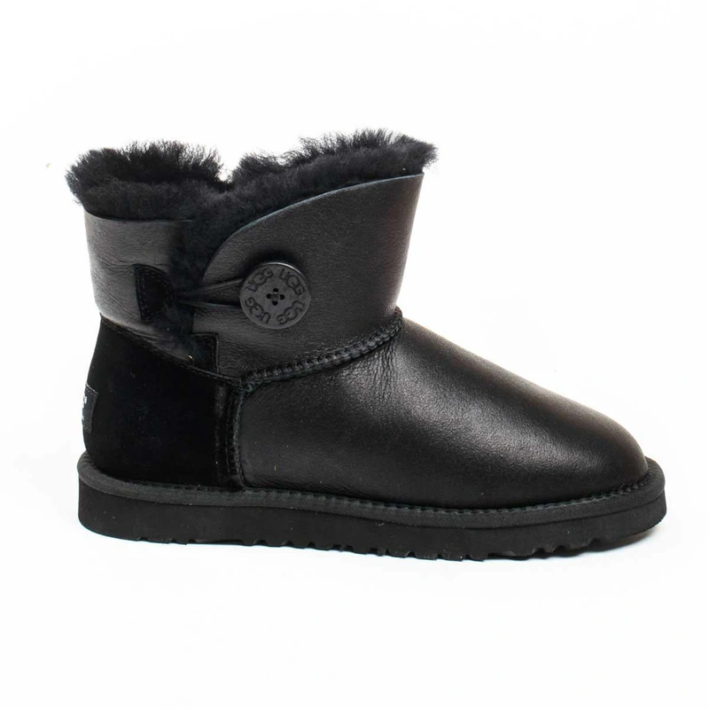 Угги женские ботинки UGG Mini Bailey Button Metallic Black