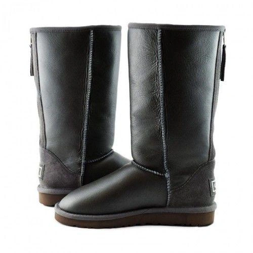 Угги женские UGG Tall Zip Metallic Grey фото-8