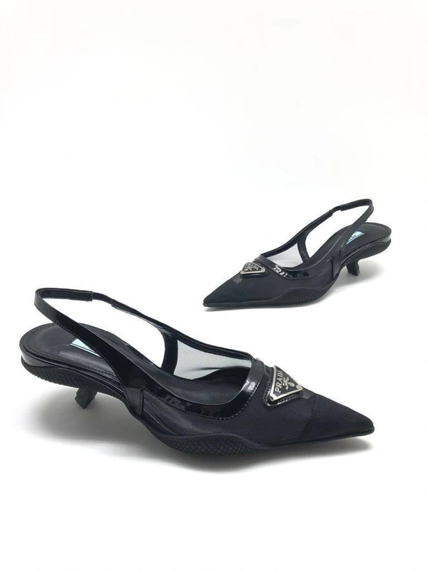 Туфли-лодочки Prada Soft Padded Leather Slingback Mesh Black