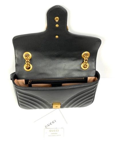 Женская кожаная сумка Gucci GG Marmont черная 26/15/7 см премиум-люкс фото-2