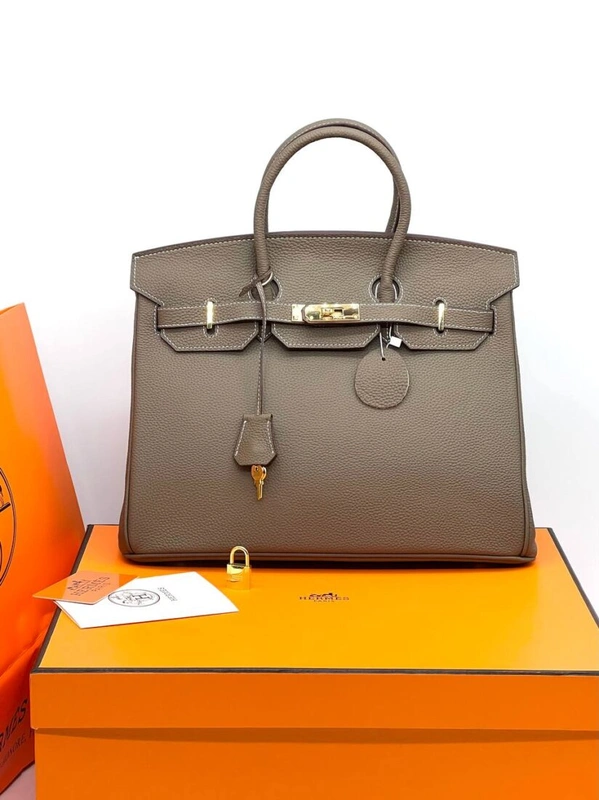 Женская сумка Hermes Birkin 35×26 см A109375 бежевая фото-7