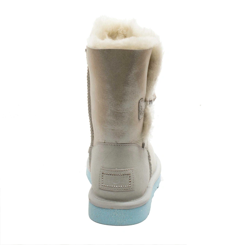 Угги женские ботинки UGG Bailey Button I Do Metallic White фото-3