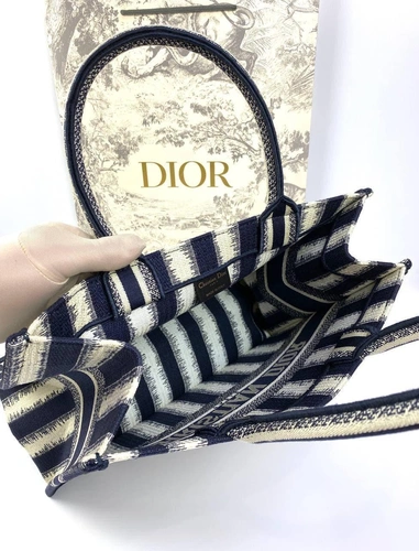 Женская сумка Dior Book Tote среднего формата тканевая полосатая 36,5/28/17,5 см качество премиум-люкс фото-2