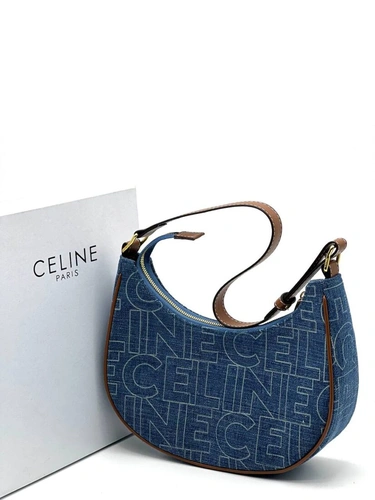 Женская сумка Celine A106345 тканевая синяя