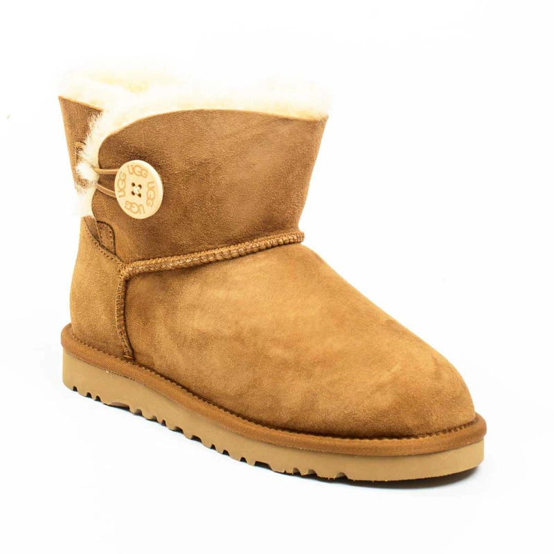 Угги женские ботинки UGG Mini Bailey Button Chestnut фото-3