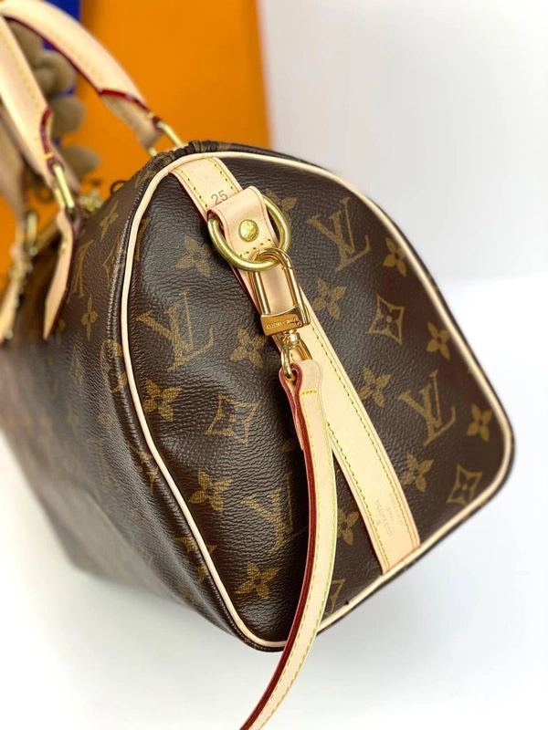 Женская сумка Louis Vuitton Speedy Bandouliere из канвы Monogram коричневая 25/19/15 см фото-7