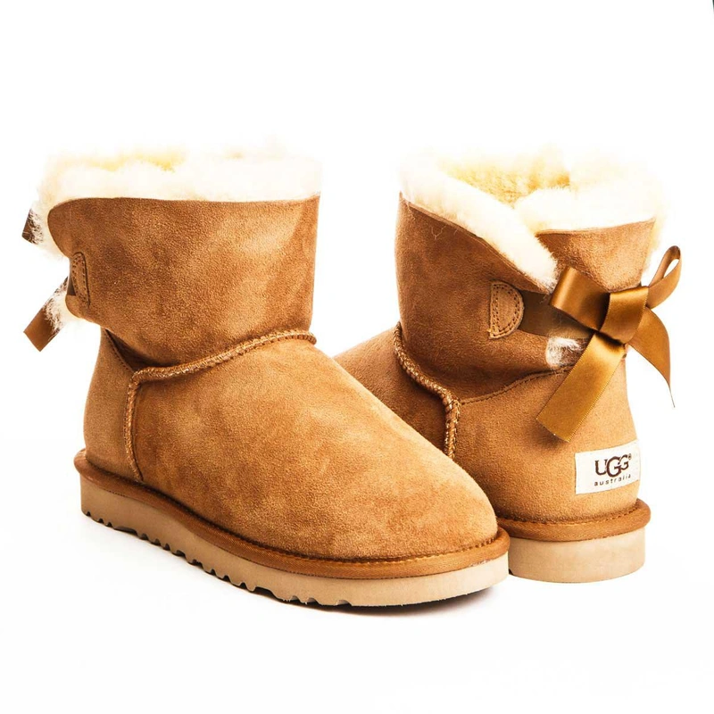 Угги женские ботинки UGG Mini Bailey Bow Chestnut фото-4