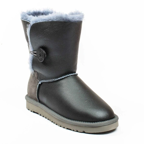 Угги женские ботинки UGG Bailey Button Metallic Grey фото-4