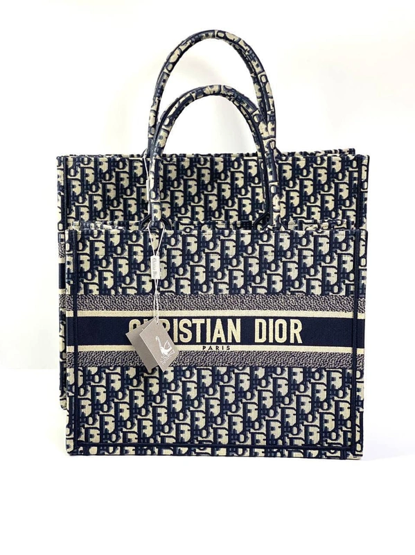 Женская сумка Dior Book Tote большого формата с рисунком-монограммой синего цвета 41,5/35/18 см качество премиум-люкс фото-3