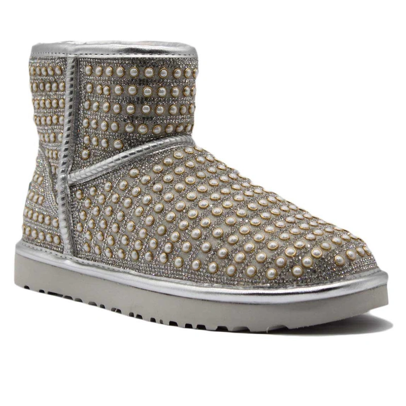 Угги женские ботинки UGG Mini Swarovski Pearl White фото-2