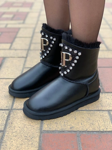 Угги женские UGG & Philipp Plein черные фото-2