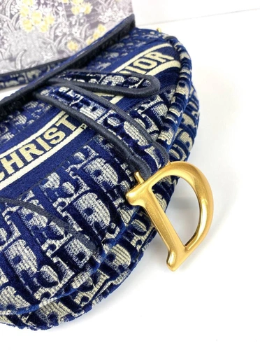 Женская сумка Christian Dior из жаккардовой ткани Dior Oblique синяя 25/20/6 фото-7