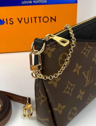 Женский клатч Louis Vuitton Pallas MNG Noir из канвы коричневый 22/13/5 см A85669 фото-3