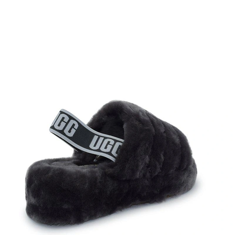 Угги тапочки женские UGG Women Slippers Fluff Yeah Slide Charcoal фото-5