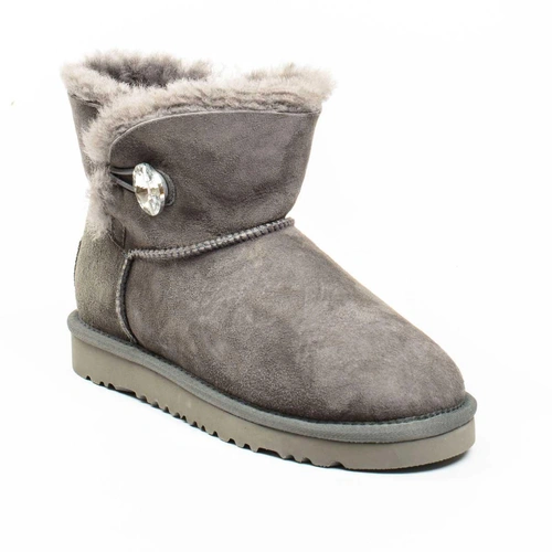 Угги женские ботинки UGG Mini Bailey Button Bling Grey фото-3